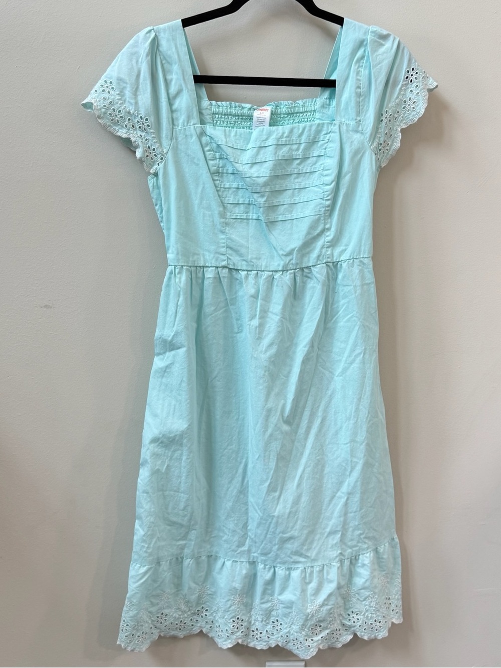 Gymboree Light Blue Square Neck Eyelet Hem Dress
